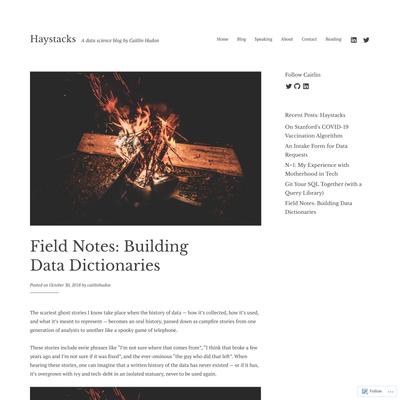 Field Notes: Building Data Dictionaries