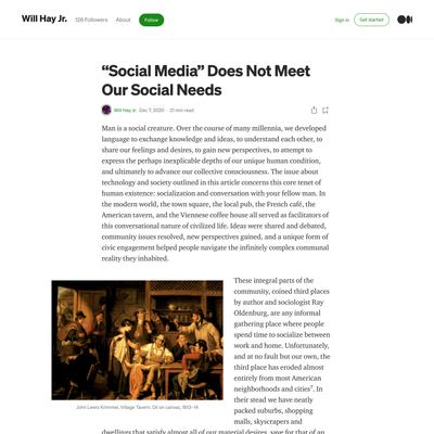“Social Media” Does Not Meet Our Social Needs