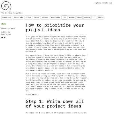 How to prioritize your project ideas