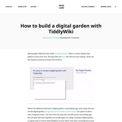 How to build a digital garden with TiddlyWiki