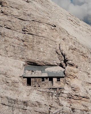 Alpine refuge, located at 2760 meters, Monte Cristallo, Italy.
