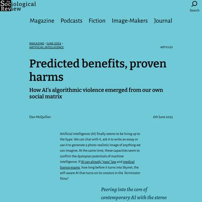 Predicted benefits, proven harms: How AI’s algorithmic violence emerged from our own social matrix