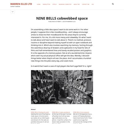 NINE BELLS cobwebbed space – WARREN ELLIS LTD
