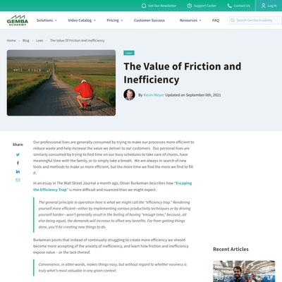 The Value of Friction and Inefficiency | Gemba Academy