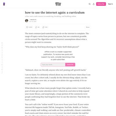 how to use the internet again: a curriculum