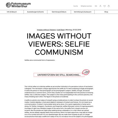 Fotomuseum Winterthur | Museum für Fotografie und visuelle Kultur | Images without Viewers: Selfie Communism