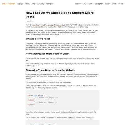 How I Set Up My Ghost Blog to Support Micro Posts