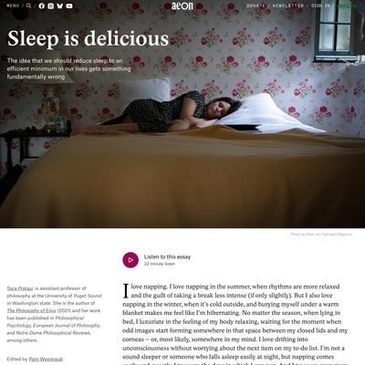 Sleep is not just a physical need but a delicious pleasure | Aeon Essays