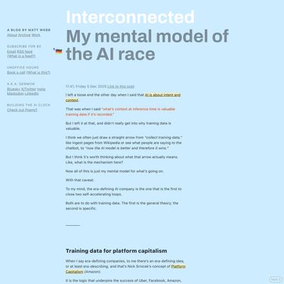 My mental model of the AI race
