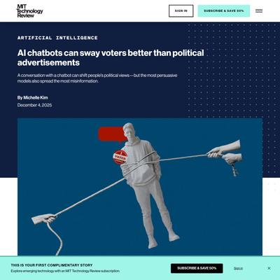 AI chatbots can sway voters better than political advertisements