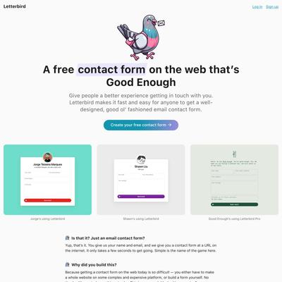 Letterbird – A free contact form on the web that’s Good Enough