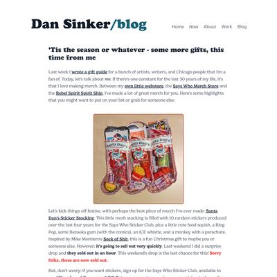 ’Tis the season or whatever - some more gifts, this time from me | dansinker.com