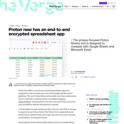 Proton now has an end-to-end encrypted spreadsheet app