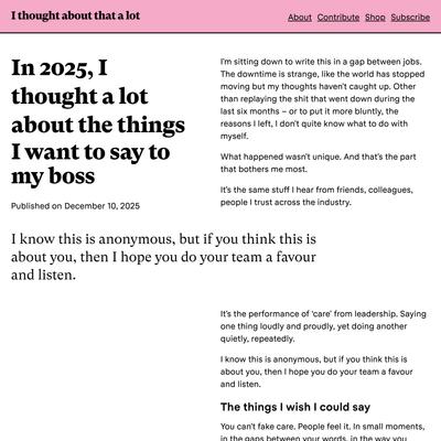 In 2025, I thought a lot about the things I want to say to my boss – I thought a lot about that
