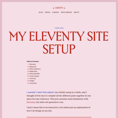 My Eleventy site setup