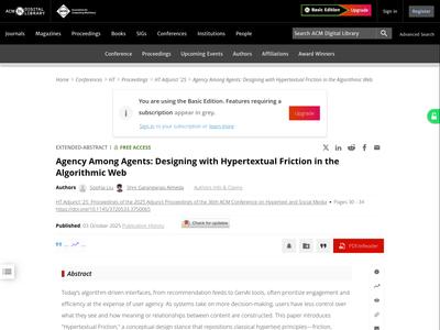 Agency Among Agents: Designing with Hypertextual Friction in the Algorithmic Web