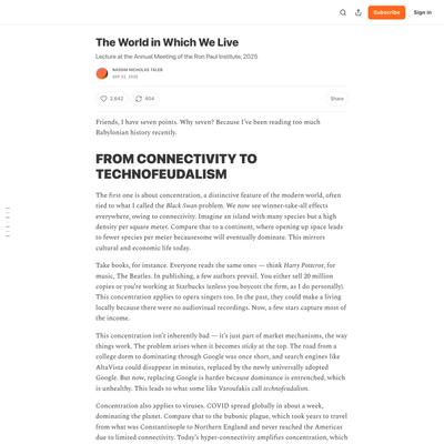 The World in Which We Live - Nassim Nicholas Taleb