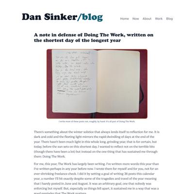 A note in defense of Doing The Work, written on the shortest day of the longest year | dansinker.com