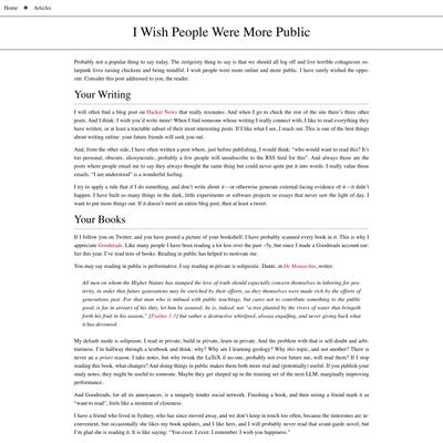 I Wish People Were More Public