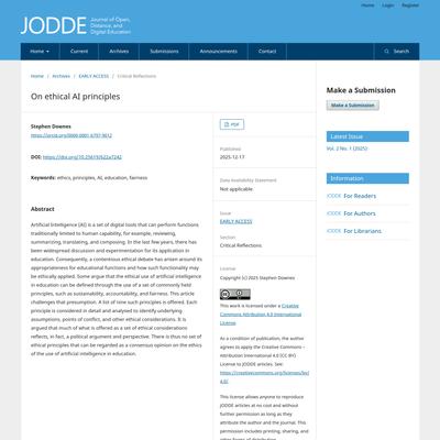 On ethical AI principles | Journal of Open, Distance, and Digital Education