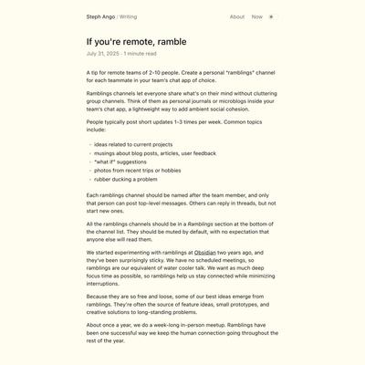 If you’re remote, ramble