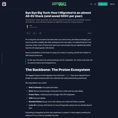 Bye Bye Big Tech: How I Migrated to an almost All-EU Stack (and saved 500€ per year)