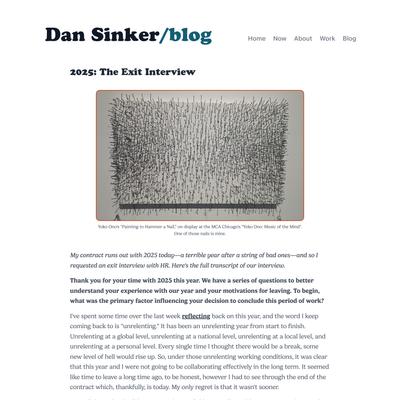 2025: The Exit Interview | dansinker.com