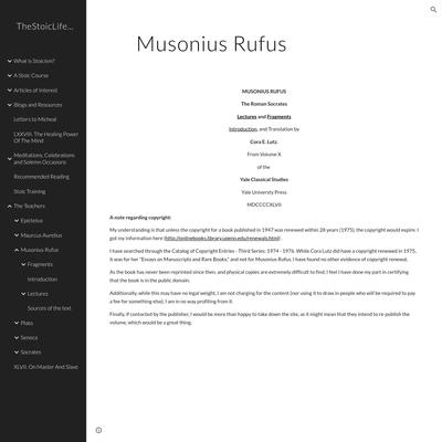 TheStoicLife.org - Musonius Rufus