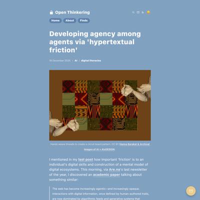 Developing agency among agents via ‘hypertextual friction’
