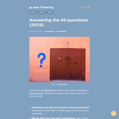 Answering the 40 questions (2025)