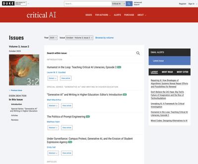 Volume 3 Issue 2 | Critical AI | Duke University Press