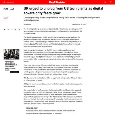 UK urged to cut out US Big Tech for sake of digi sovereignty
