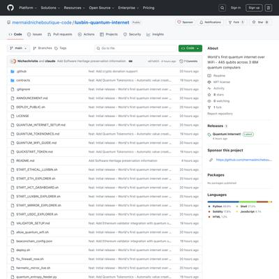 GitHub - mermaidnicheboutique-code/luxbin-quantum-internet: World’s first quantum internet over WiFi - 445 qubits across 3 I...