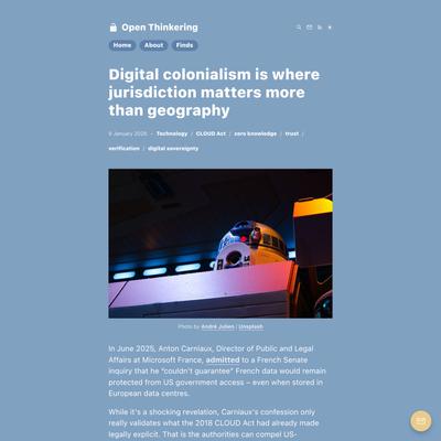 Digital colonialism is where jurisdiction matters more than geography