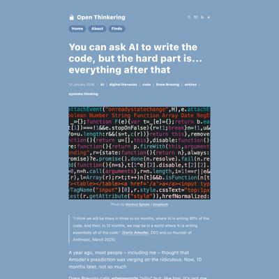 You can ask AI to write the code, but the hard part is... everything after that