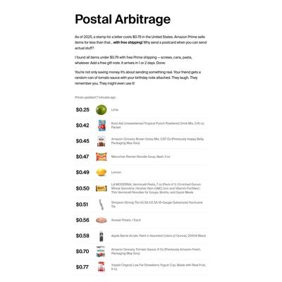Postal Arbitrage