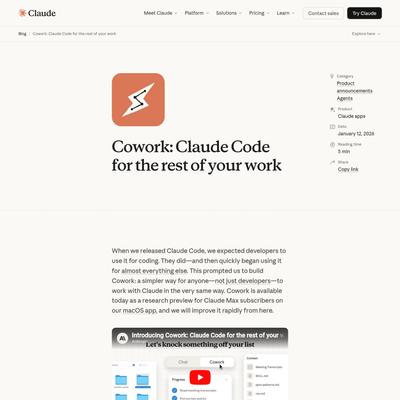 Introducing Cowork | Claude