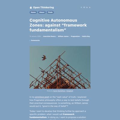 Cognitive Autonomous Zones: against “framework fundamentalism”