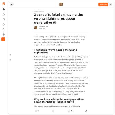 Zeynep Tufekci on having the wrong nightmares about generative AI
