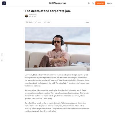 The death of the corporate job.