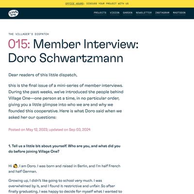 015: Member Interview: Doro Schwartzmann | Village One