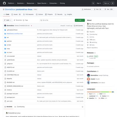GitHub - DonnieDice/protondrive-linux: 🐧The first unofficial desktop client for Proton Drive on Linux. Fast, lightweight, an...