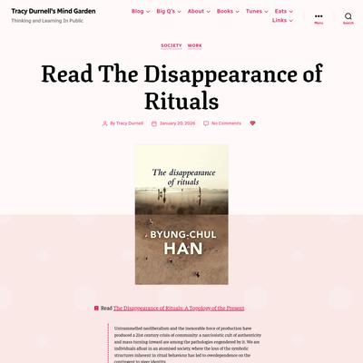 Read The Disappearance of Rituals – Tracy Durnell's Mind Garden