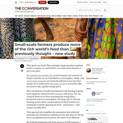 Small-scale farmers produce more of the rich world’s food than previously thought – new study