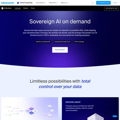 AI Service – open source AI on demand via API, hosted in Europe | Infomaniak