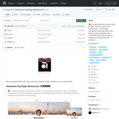 amjarmed/Awesome-AnyType-Resources: 🎉 A curated collection of useful links, tutorials, and resources for the AnyType app – a knowledge management and organization tool. Explore guides, templates, and community-contributed content to enhance your experience with AnyType.