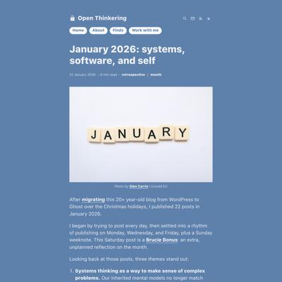 January 2026: systems, software, and self