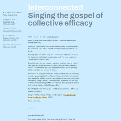 Singing the gospel of collective efficacy (Interconnected)