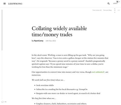 Collating widely available time/money trades — LessWrong