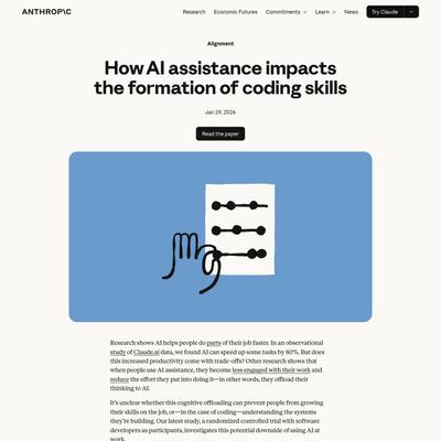 How AI assistance impacts the formation of coding skills \ Anthropic